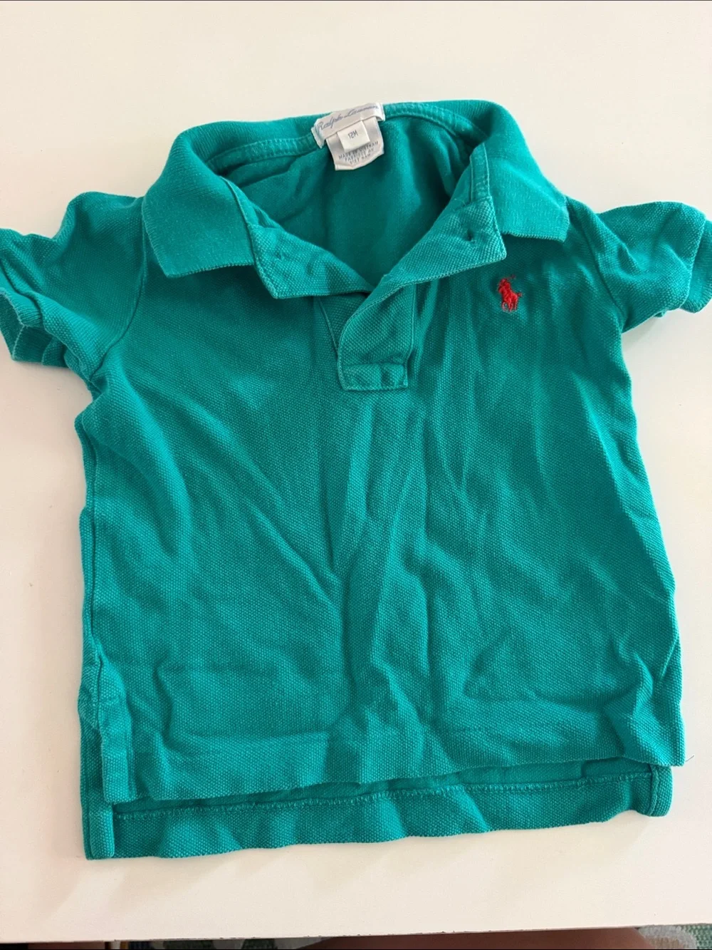 Ralph Lauren Teal Green Toddler Polo with Red Pony